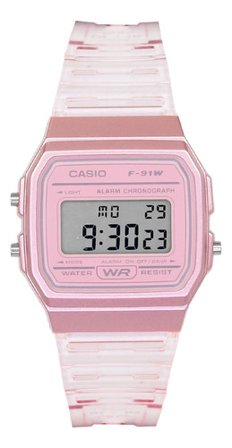 Reloj De Pulsera Casio F-91ws-4cf Rosa Para Dama
