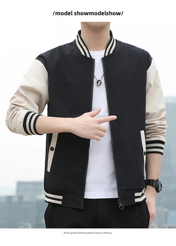Chaqueta De Béisbol De Estilo Coreano Para Hombre - Top Fino Casual