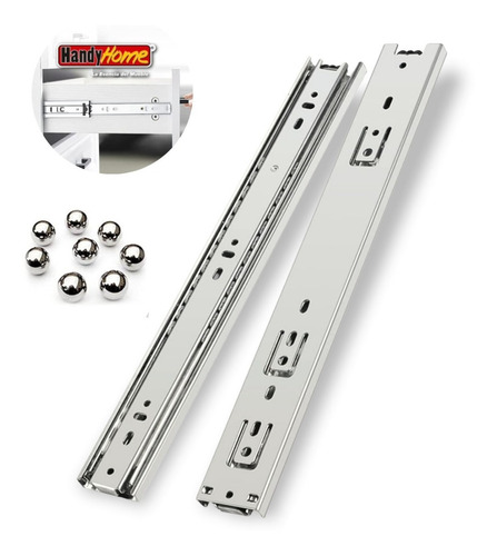 Corredera Extensión Total Reforzada 45mm X 40cm (16 Plg) Par Plateado