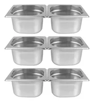 Comprar Kit De 6 Cubas Gastronômicas S\u002Ftampa Buffet Inox 1\u002F6 150mm