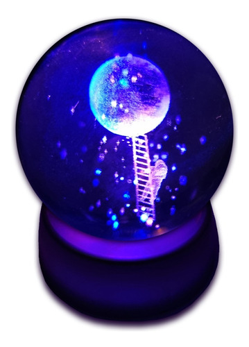 Decoração Enfeite Luminária Esfera Bola Cristal Mesa Luz 3d Cor da cúpula Astronauta na Lua