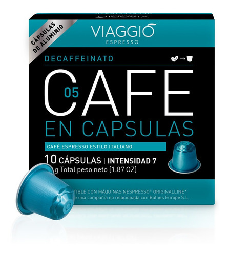 Café descafeinado en cápsula Viaggio sin TACC