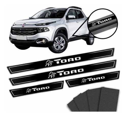 Kit Soleira Resinada Proteção 4 Portas 8 Peças Fiat Toro