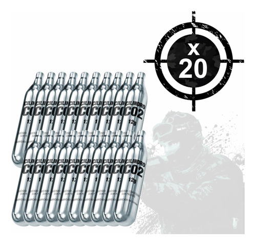 20x Cilindro Co2 12g Alta Pressão Bbs Airgun Airsoft