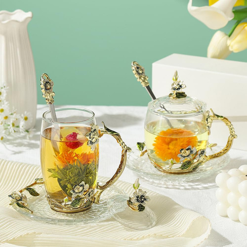 Taza De Vidrio Para Café Con Cuchara, 340 Ml Set De Regalo