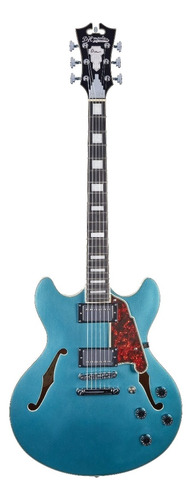 Guitarra eléctrica D'Angelico Premier DC double-cutaway/semi-hollow de arce ocean turquoise brillante con diapasón de ovangkol