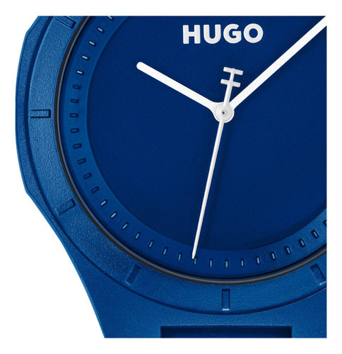 Hugo Reloj Hombre 42 Mm 3 Manecillas Silicón 1530414 Azul Correa Azul Marino Bisel Azul Marino Fondo Azul Marino