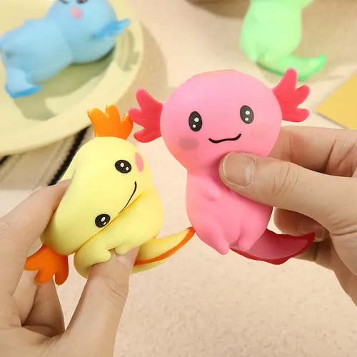 6 Juguetes Anti Estrés Axolotl Squishy – Set De Figuras De Ajolote Y Conejo En Colores Brillantes, Ideales Para Aliviar El Estrés, Entrenamiento Sensorial Y Regalos De Cumpleaños