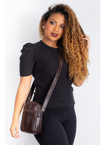 Bolsa Feminina Shoulder Bag De Couro Pietra Cor Café