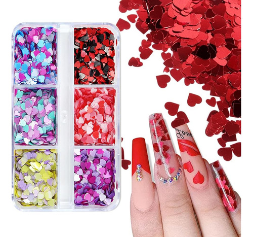 ~? Heart Nail Art Glitter Valentines Day Nail Stickers Decal