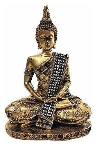 Estatua De Buda Jardín Zen Meditando Sentado Dhyana Mu...