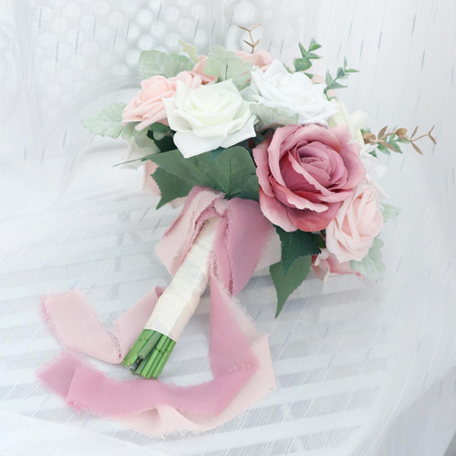 Ramo De Novia Arreglo Floral Hecho A Mano Rosa Ramo De Boda