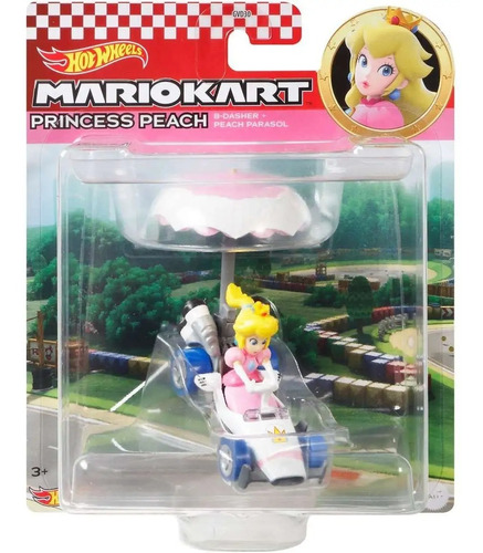 Carro Hot Wheels Princes Peach B-dasher + Parasol Mario Kart