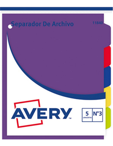 Separador De Archivo 11840 - Tamaño N3 - 5 Lengüetas Avery®