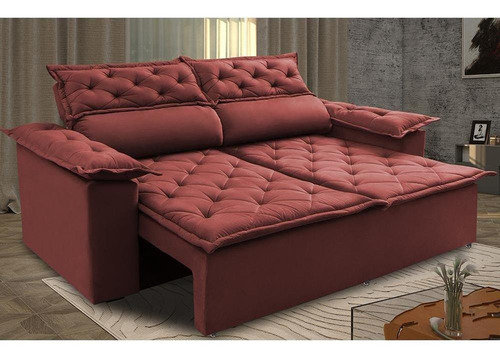 Sofá Retrátil E Reclinável Cama Inbox Compact 1,50m Vermelho
