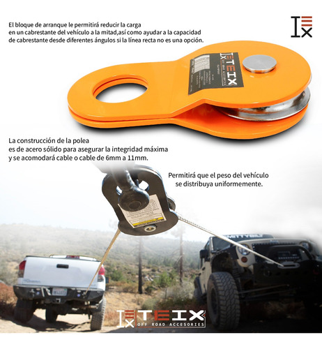 Imagen 4 de 7 de Polea Para Winch Snatch Block 10 Toneladas Cable 4x4 Offroad