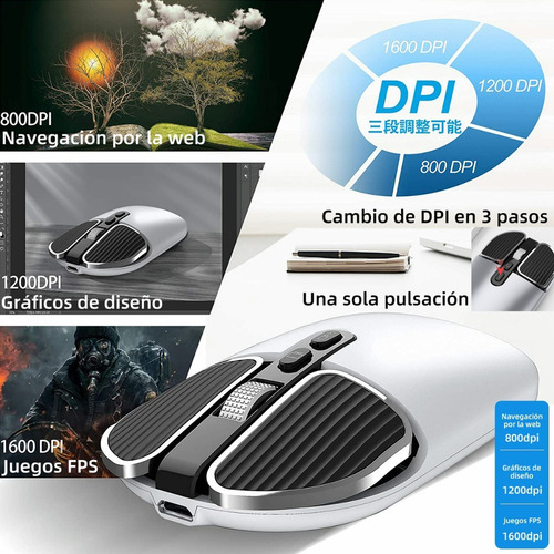 . Mouse Inalámbrico Silencioso Recargable Con 2.4g&bt5.1