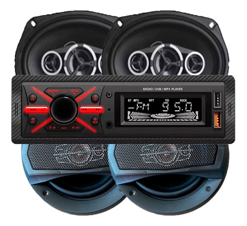 Combo Audio Car Estéreo + Parlante 6x9 + 5 PuLG Bravox Xline