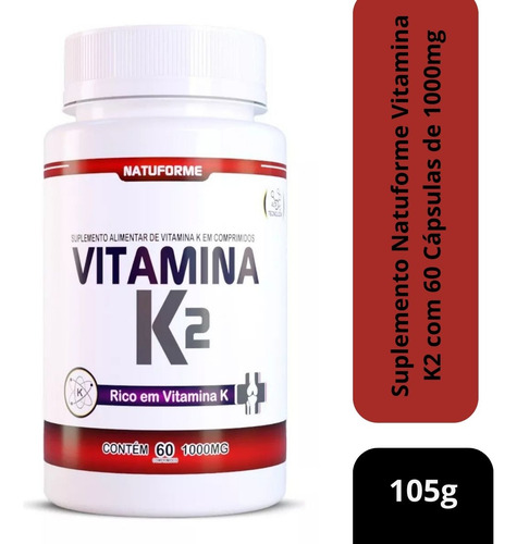 Suplemento Natuforme Vitamina K2 Com 60 Cápsulas De 1000mg