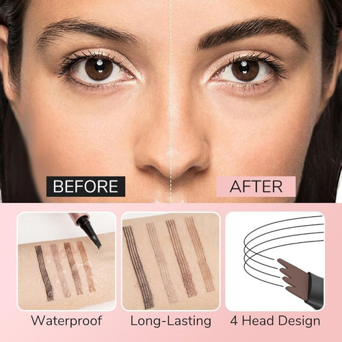 Lápiz De Cejas 3d Resistente Al Agua, Microblading, 4 Puntas