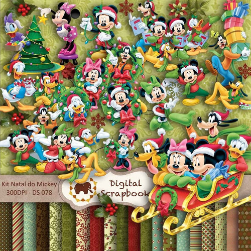 Papeles Fondos Digitales - Mickey Mouse - Kit De Navidad