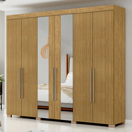 Guarda-roupa Casal Ita 6 Portas 2 Gavetas Com Espelho Flex Cor Marrom
