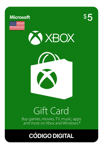 Gift Card Xbox Live $5 Código Digital