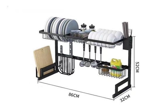 Imagen 4 de 10 de Escurridor Seca Platos Vajilla Acero Inox Rack 2 Pisos 85cm