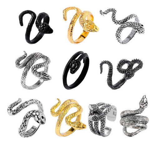 10pcs Anillos En Forma De Serpiente Joyas De Dedo Para Decor