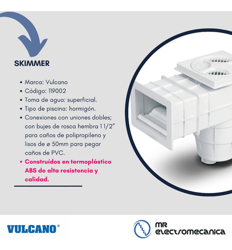 Imagen 5 de 10 de Kit Hormigon Vulcano / Skimmer 20cm + Toma Fondo + Virola