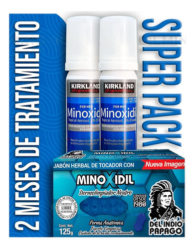 Minoxidil 5% Espuma Foam 2 Meses Tratamiento + Jabón 0.1%