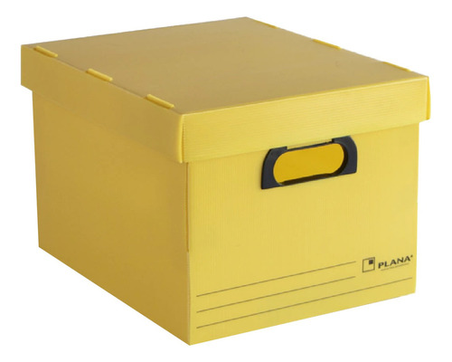 Caja Archivo Plastico Con Tapa 380x300x260 - Marca Plana Color Amarillo