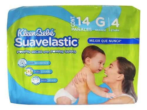 Pañales Kleenbebé Suavelastic Etapa 4 Grande G4 14 Piezas