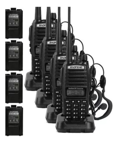 Handy Baofeng Uv-82 Kit X4 Bi-banda 128ch 20km Vhf Negro