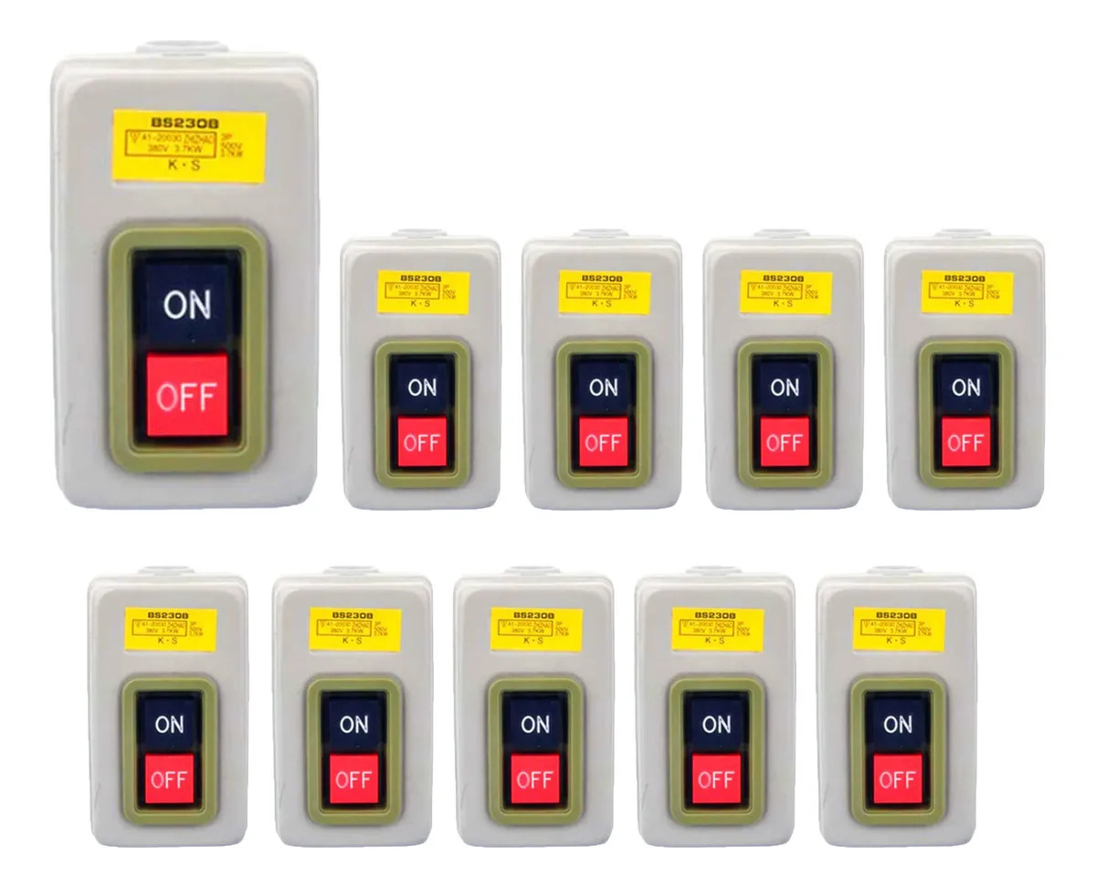 Wegopai 10 Botones Metálica Industriales Para Arrancador, 30a 7.5 Kw, Botones Industriales, Arrancador Sp-330, Blanco