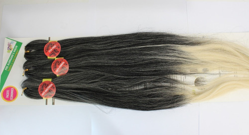 Cabelo Box Braid Desfiado Jumbo Para Trança 200gr Leve Cor Preto Com Loiro Claro