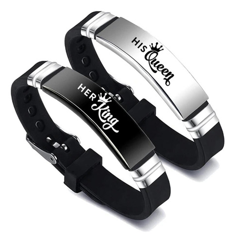 Pulsera De Silicona Ajustable Acero Inoxidable Para Pareja