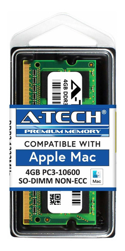 Memoria Ram 4gb A-tech Para Apple Modulo Pc3-10600 Mac Mini iMac Macbook Pro Mid 2010 Late 2011 A1286 Md311ll/a A1297 Mc