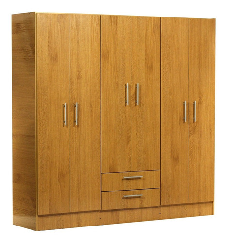Imagen 2 de 9 de Ropero Placard 6 Puertas 2 Cajones 1,80x1.80x0.45 Melamina