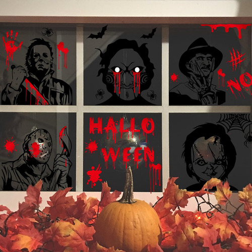 Calcomanías De Ventana De Halloween Personajes De Terror Reu