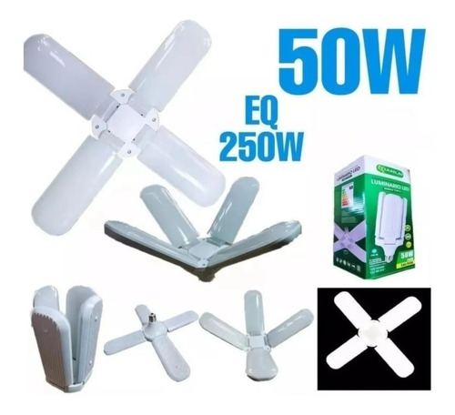 Foco Led 50w Tipo Ventilador Apertura Ajustable Blanca T2188