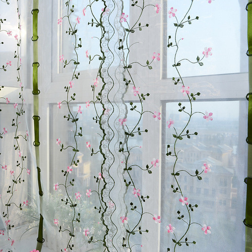 Jjl Cortina Transparente Bordada Para Puerta De Habitación,