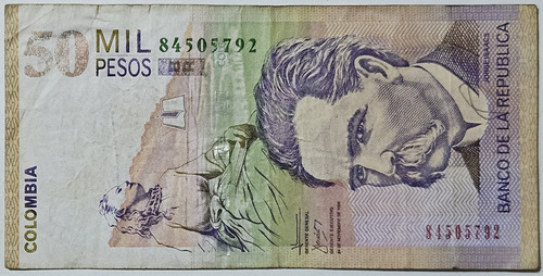 Billete 50000 Pesos 24/nov/2006 Colombia Vf-xf