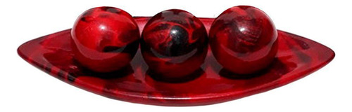 Barca Centro Mesa 3 Esferas Em Cerâmica Premium - Red Black