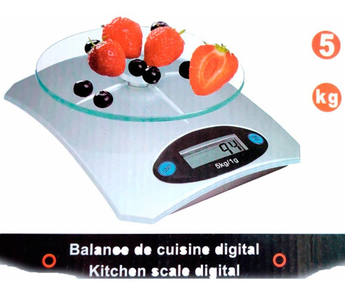 Imagen 5 de 10 de Pesa De Alimentos Pesa Para Cocina Pesa Cocina Digital 5 Kg