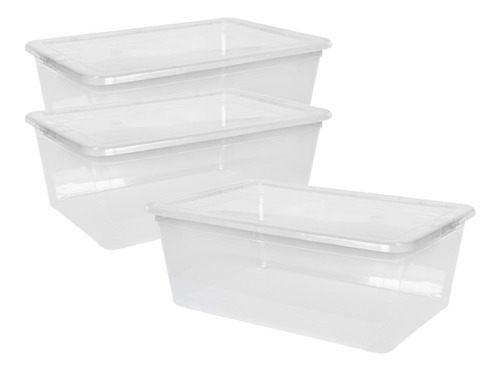 Cajas X3 Organizadora Transparente Plástica Apilable 10 Lts.