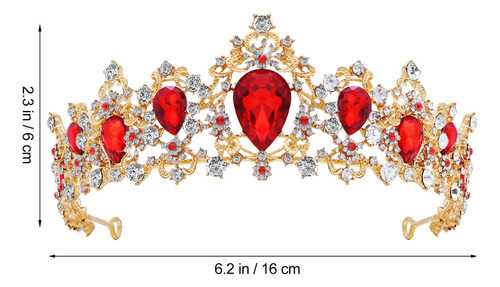 Tiara Roja De Cristal Real, Corona De Boda, Tocados For El