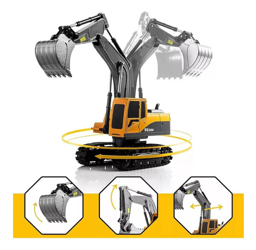Excavadora Control Remoto Recargable Rc Carros Juguetes 1:24