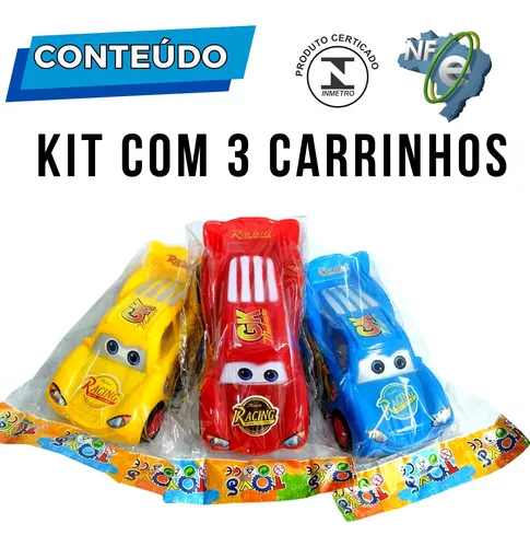 Carrinhos Brinquedo Carro Miniatura Cars Corrida Kit C/3