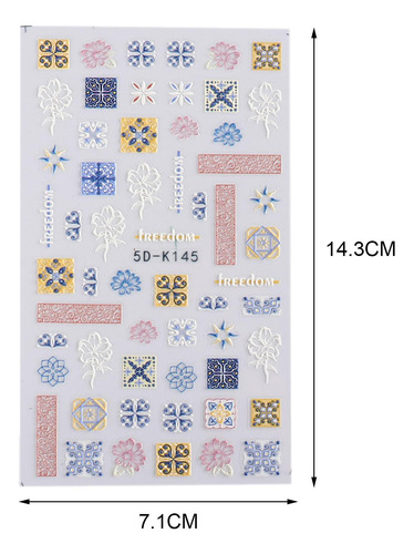 2 X 2x5d 3d Pegatina De Uñas En Relieve Lindo 2 Piezas